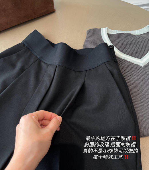 大王同款女士高腰褶阔腿西装裤长裤721401 商品图7