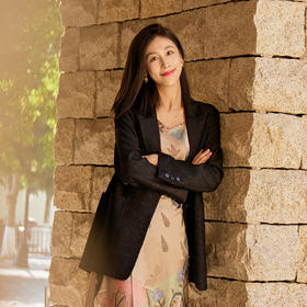 谜底西装外套女2024春新款高端系列时尚提花宽松中长款241GW0064