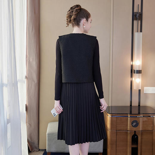 奢姿2024年冬装新款大码女装小香风拼接两件套胖妹妹时尚简约套装9934925991 商品图3