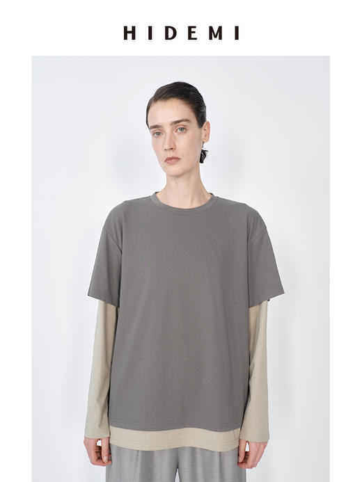 HIDEMI 小男孩系列早春假两件水洗棉针织圆领女装长袖打底T恤 商品图4