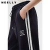 NEELLY纳俪商场同款藏青色运动风阔腿裤女舒适高腰抽绳休闲直筒裤N24021H01091 商品缩略图2