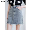 NEELLY纳俪商场同款高腰牛仔a字裙女复古显瘦气质百搭包臀半身裙N23074E07719 商品缩略图0