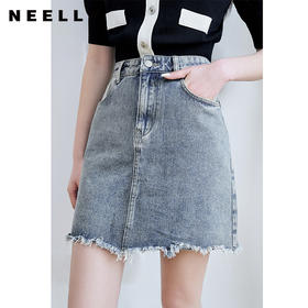 NEELLY纳俪商场同款高腰牛仔a字裙女复古显瘦气质百搭包臀半身裙N23074E07719