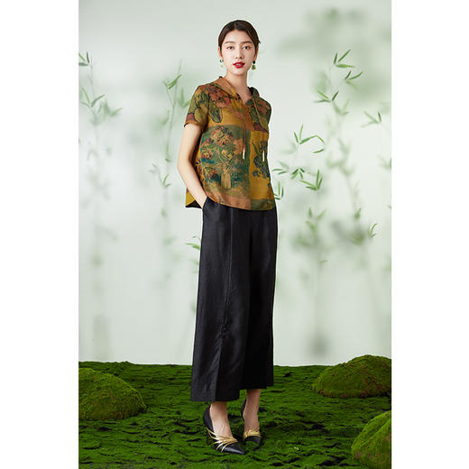 【曜石黑】【香云纱】乔万尼重磅真丝阔腿裤复古中式气质设计EM2F838 商品图2