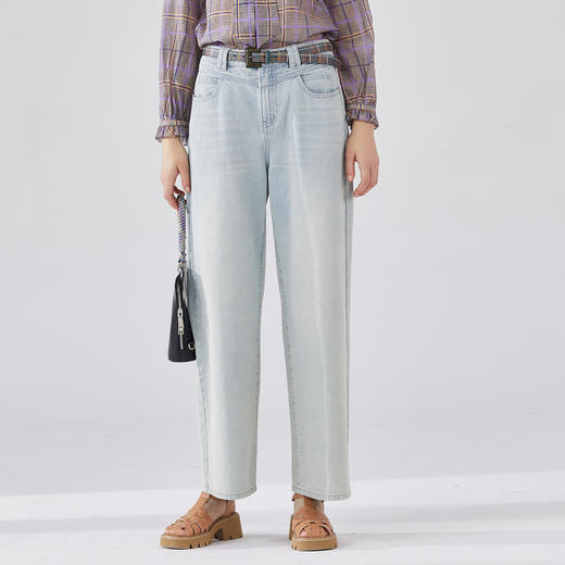 谜底直筒牛仔裤女2024春新款时尚百搭高腰亲肤舒适长裤241MK0041 商品图0