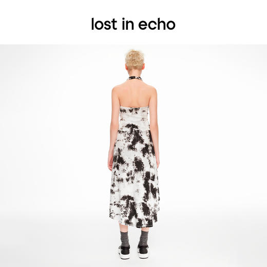 lost in echo2024春季新款设计师品牌纽结挂脖修身镂空连衣裙 商品图4