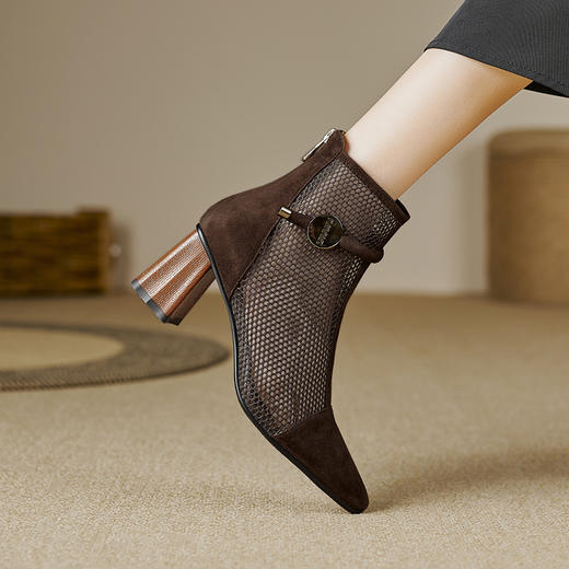 【预售5天】春夏新款，舒适百搭羊猄皮+沙网时尚高跟网靴CZ&C-899 商品图10