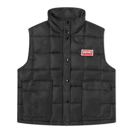 KENZO 高田贤三 女士徽标贴花绗缝羽绒马甲 黑色 FD62 OU117 9NI 99 商品图0