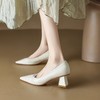 【预售5天】法式仙女风温柔优雅网纱全牛皮高跟鞋尖头浅口粗跟中跟单鞋DJ&GB3026 商品缩略图4