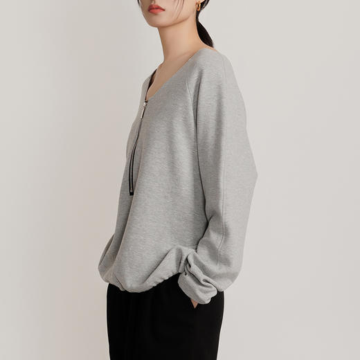 weyo大V领半拉链插肩袖女卫衣外套宽松版上衣880008 商品图3