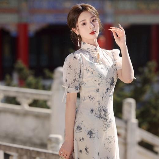 春季新款，气质优雅改良年轻款米色淑女范短袖蕾丝旗袍YG-2369 商品图2