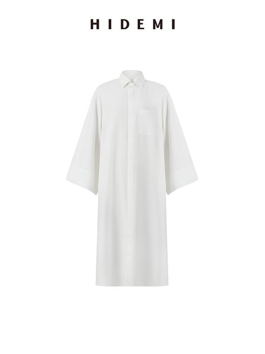 HIDEMI极简设计感廓形袖垂顺天丝长款衬衫 商品图5