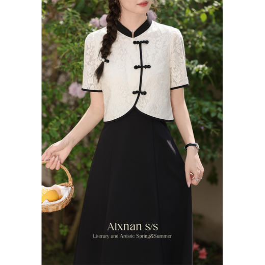 【65折秒杀】鹿向南《清风白茶》新中式黑色半身裙 L33870BQ 商品图1