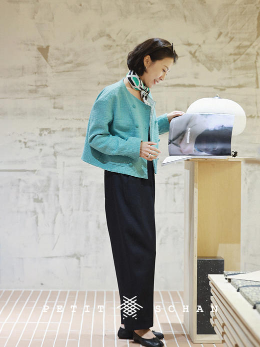 PETIT SCHAN小闪 CLO#183 spring turquoise 春日青 法式箱型肌理感秋冬外套 商品图4