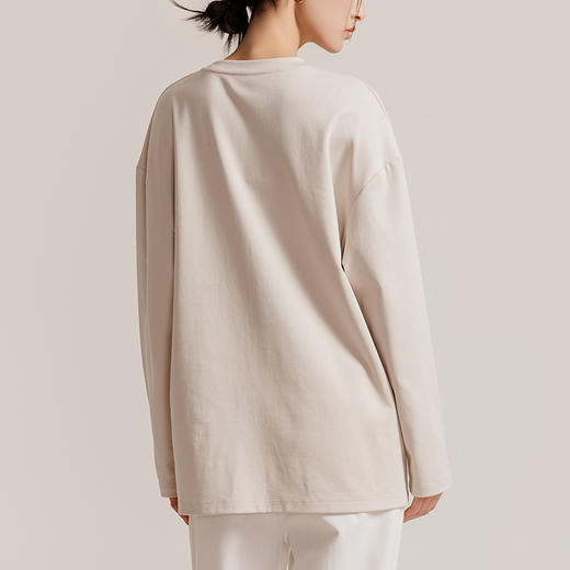 weyo女装撞色线迹落肩圆领衫长袖T恤880022 商品图3