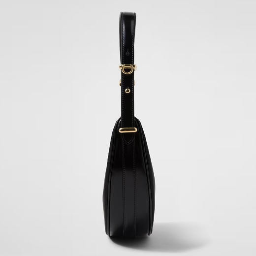 PRADA 普拉达 女士珐琅金属三角徽标 Arqué 尼龙与亮面皮革单肩包 黑色 1BC194 R789 F0002 OOO 商品图1