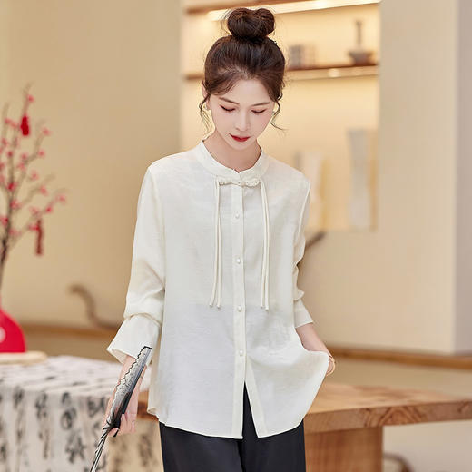 春装新款，新中式盘扣立领衬衫气质通勤长袖衬衫HR-XYYH6060 商品图0