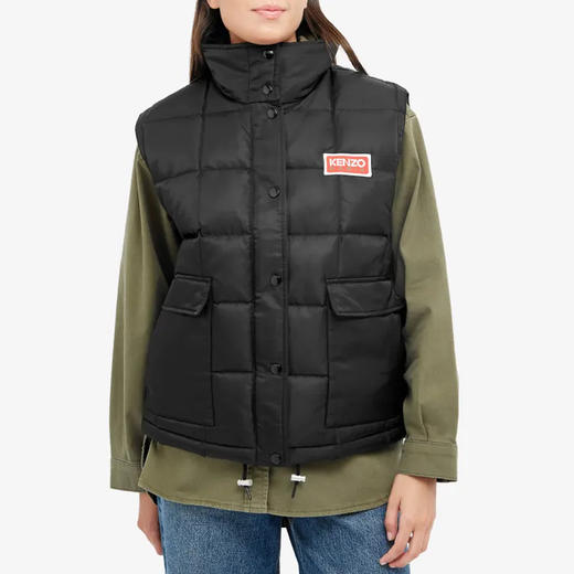 KENZO 高田贤三 女士徽标贴花绗缝羽绒马甲 黑色 FD62 OU117 9NI 99 商品图1