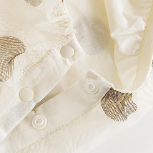 【马克珍妮 芦芙】夏装新款 女童米咖波点泡泡袖连体衣 240731 商品图4