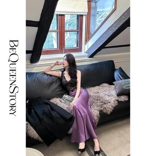 BeQueenStory【冷欲姐姐 】性感自带胸垫拉链贴身吊带醋酸背心打底 商品图2