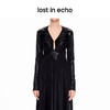 lost in echo2024春季新款设计师品牌连帽修身镂空褶皱长款连衣裙 商品缩略图3