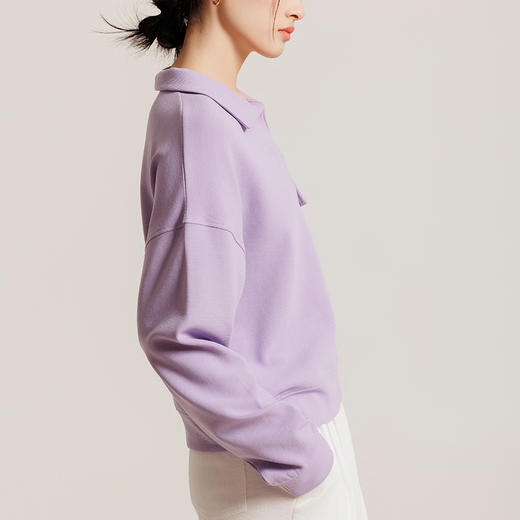 weyo女款Polo领落肩短卫衣休闲通勤风880007 商品图1