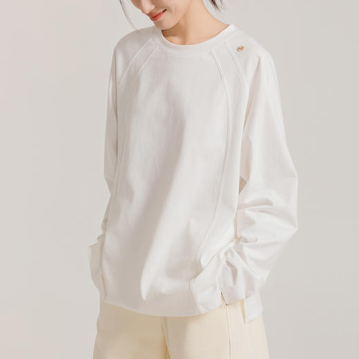 weyo女装插肩袖圆领长款薄T恤纯色宽松上衣880018 商品图2