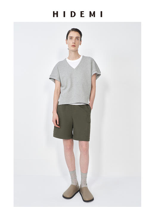 HIDEMI 小男孩系列春日新款女口袋工装感水洗斜纹棉导演马甲外套裤子短裤套装 商品图6