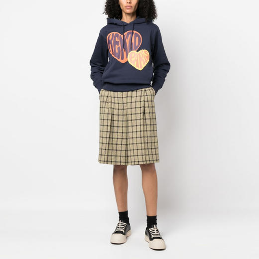 KENZO 高田贤三 女士心形徽标印花棉质连帽卫衣 深蓝色 FD62 SW076 4MC 77 商品图3