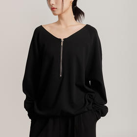 weyo大V领半拉链插肩袖女卫衣外套宽松版上衣880008
