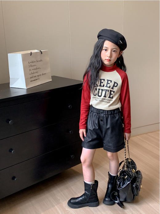 【高领保暖，潮流营造！】新款儿童打底衫t恤男童女童春秋，中大童德绒插肩打底衣中高领上衣，环保印花工艺，个性时尚！ 商品图5