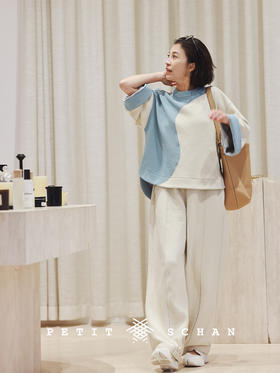 PETIT SCHAN小闪 CLO#187 cloud and mist 云雾间 棉混纺S形撞色套头卫衣