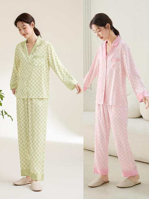 康妮雅女式长袖长裤开襟套装 商品图2