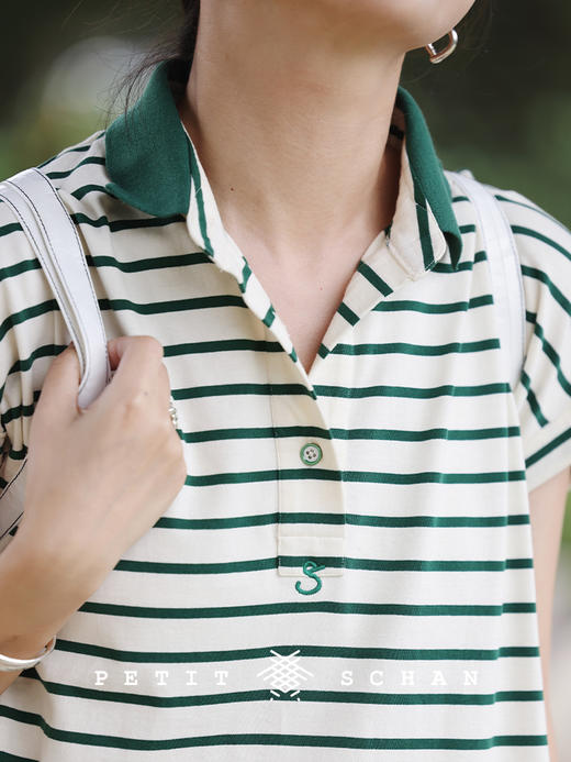 PETIT SCHAN小闪 CLO#302 Anne of Green Gables 绿山墙的安妮 城市运动系列精梳棉POLO领条纹连衣裙 商品图4