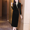 AHM-oyh6010春款高级感气质高贵洋气黑色金丝绒裙 商品缩略图3