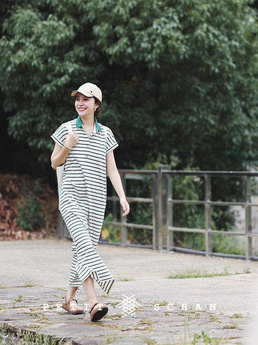 PETIT SCHAN小闪 CLO#302 Anne of Green Gables 绿山墙的安妮 城市运动系列精梳棉POLO领条纹连衣裙 商品图3