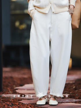 PETIT SCHAN小闪 CLO#188 black&white  黑与白 日本进口立体感斜纹面料弧形镰刀裤