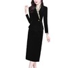AHM-oyh6010春款高级感气质高贵洋气黑色金丝绒裙 商品缩略图4