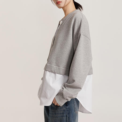 weyo女装假两件圆领卫衣拼接衬衫880014 商品图1