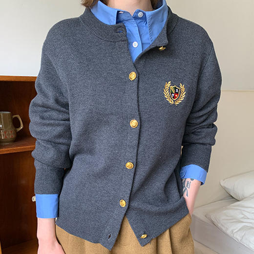 「法式软糯感！两色可选」刺绣针织开衫女2024年春季复古外搭学院风毛衣外套上衣 商品图2