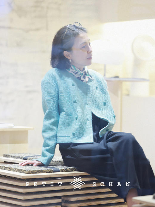 PETIT SCHAN小闪 CLO#183 spring turquoise 春日青 法式箱型肌理感秋冬外套 商品图3