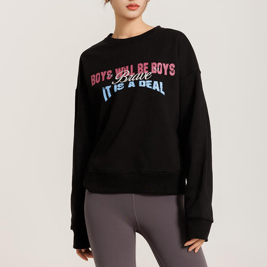 weyo女装圆领短款百搭宽松绣花字母卫衣880016 商品图1