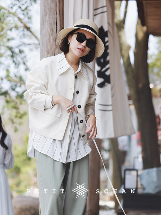 PETIT SCHAN小闪 CLO#221 Raw Jade 璞玉 人字纹提花秋冬短夹克 商品图2