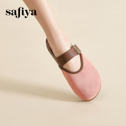 Safiya/索菲娅2024春 丑萌森系复古拼色包头外穿懒人勃肯鞋 SF42110093 商品图8