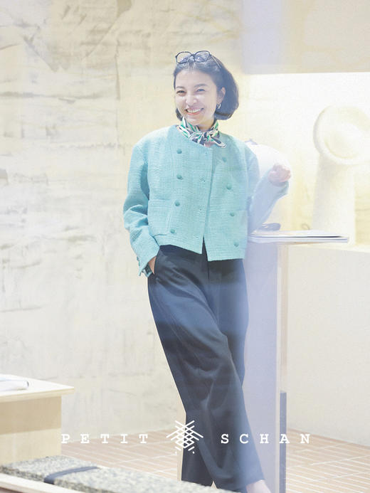 PETIT SCHAN小闪 CLO#188 black&white  黑与白 日本进口立体感斜纹面料弧形镰刀裤 商品图5