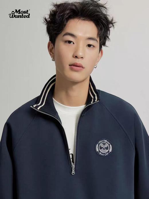 mostwantedlab彩虹/M2412018/休闲百搭运动撞色罗纹长袖polo卫衣男女春上衣 商品图0