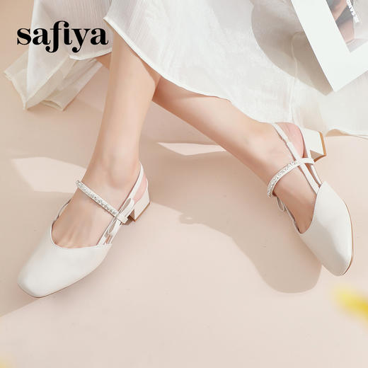 Safiya/索菲娅2024春 仙女风水钻链条后空粗跟浅口蝴蝶结单鞋 SF41111420 商品图6