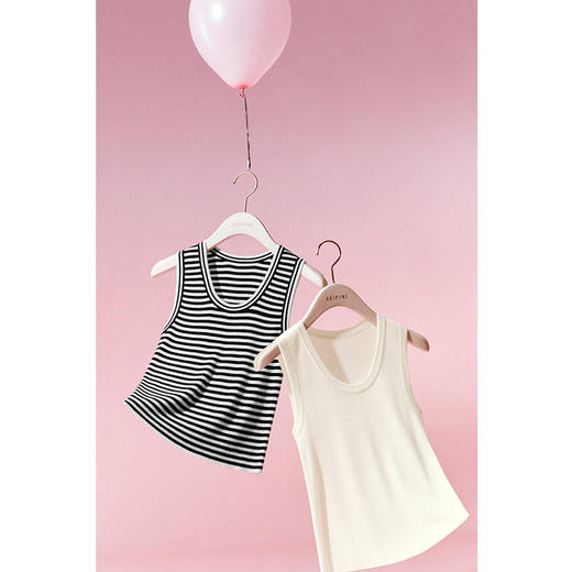 【严选】诗凡黎春百搭时尚条纹款式U领工字背心SF3130271 商品图1