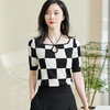剩S/L/XL 米思阳【冰丝棋盘格针织衫】2025夏季新款时尚经典撞色百搭上衣0230 商品缩略图2