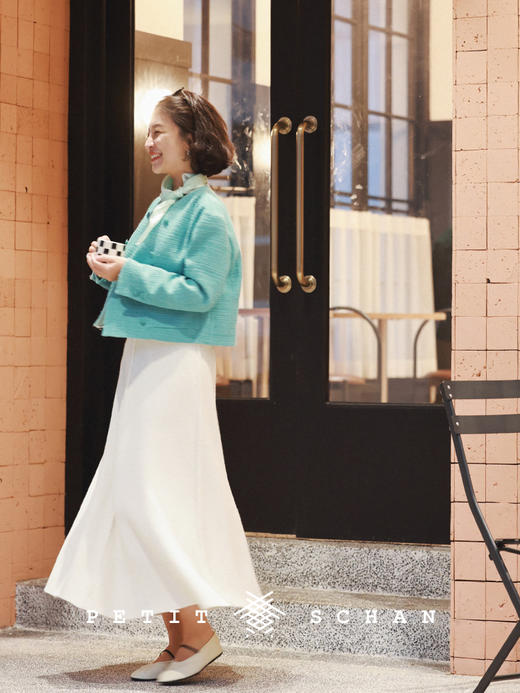 PETIT SCHAN小闪 CLO#183 spring turquoise 春日青 法式箱型肌理感秋冬外套 商品图1